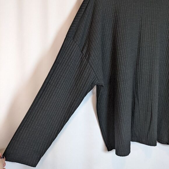 ASOS Black Long Sleeved Ribbed Top - Picture 2 of 5